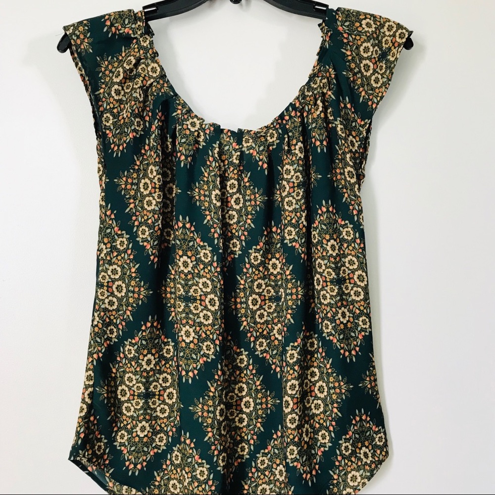 LC Lauren Conrad Blouse Floral Keyhole Top Spring